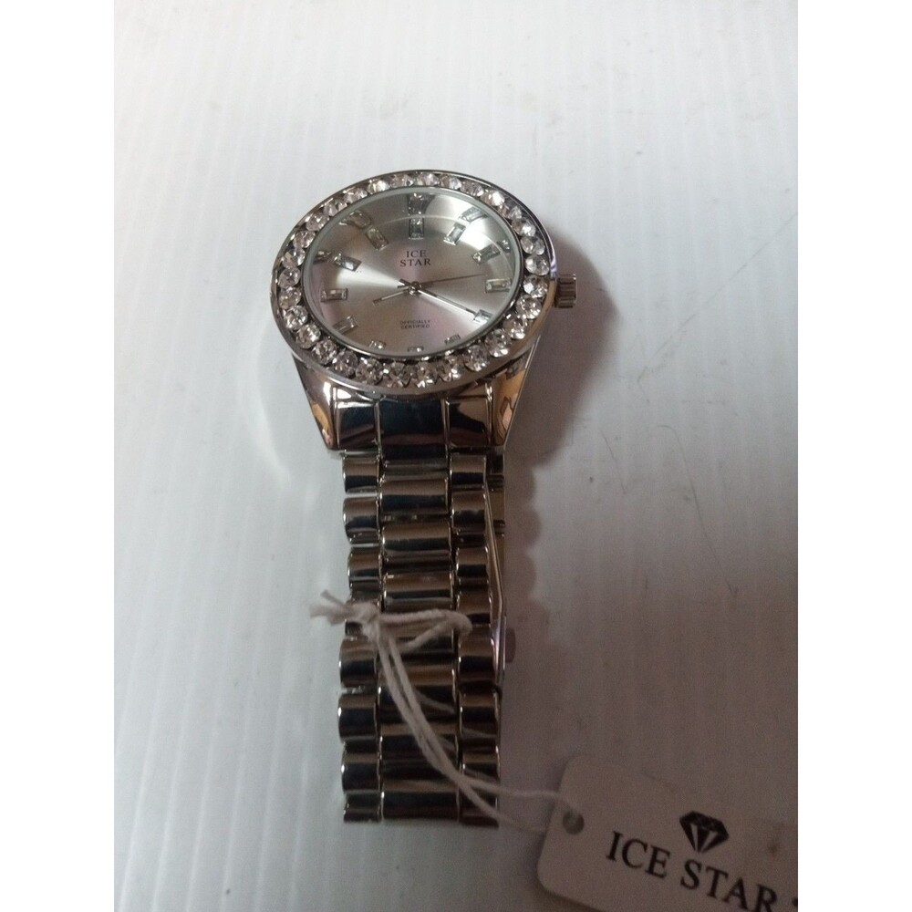 Men Hip Hop Iced Silver Plated  Bling Simulated Diamond Rapper Watch